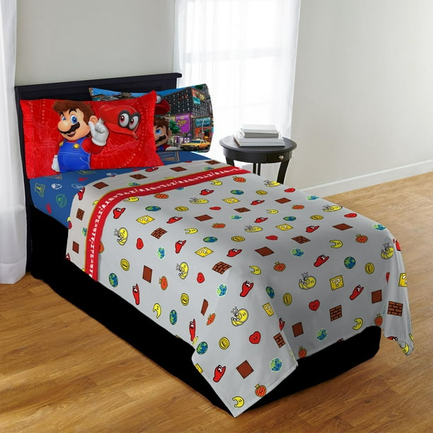Ensemble de draps pour lit deux places "Caps Off" Super Mario