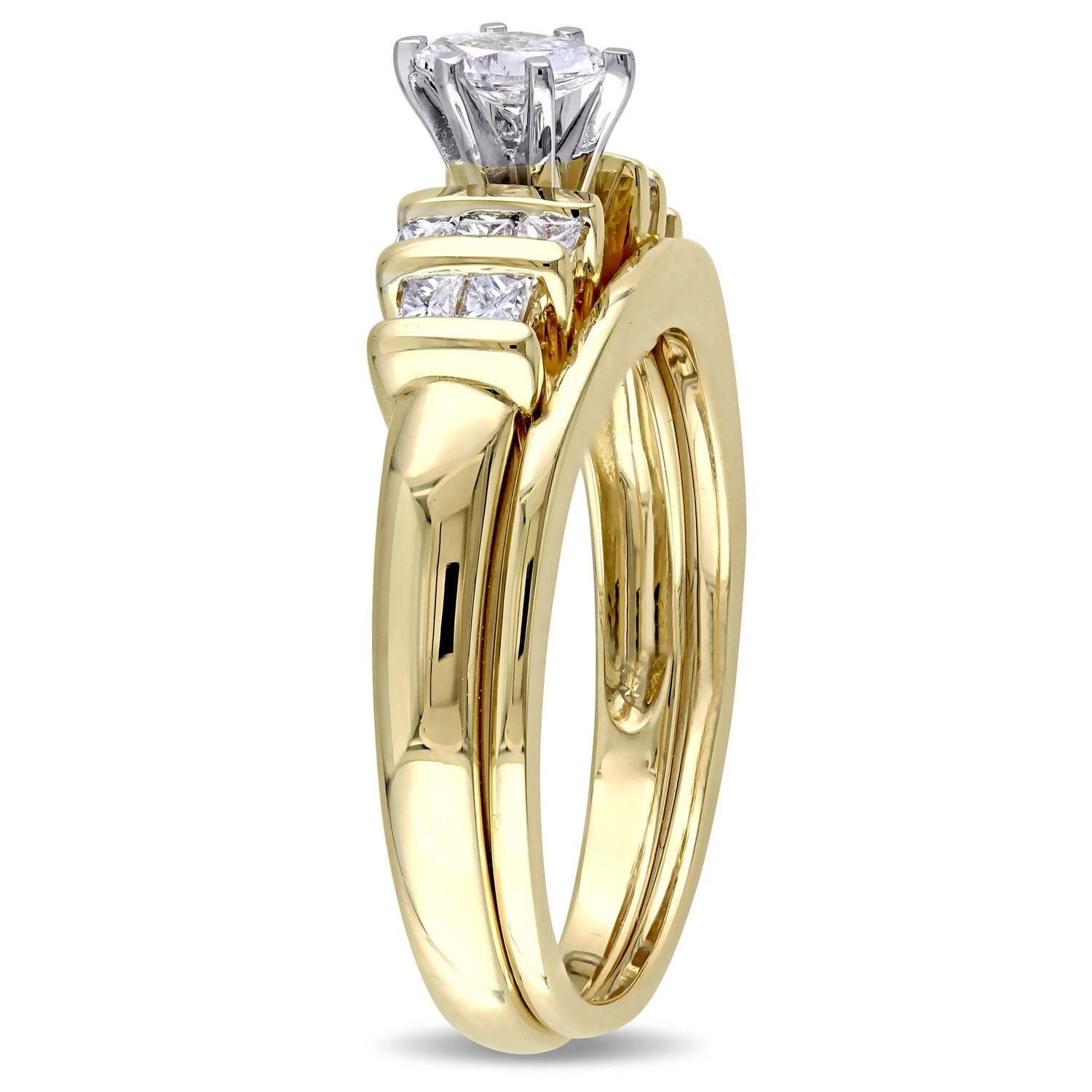Miabella 1/2 Carat T.W Diamond 14 K Yellow Gold Bridal Ring Set