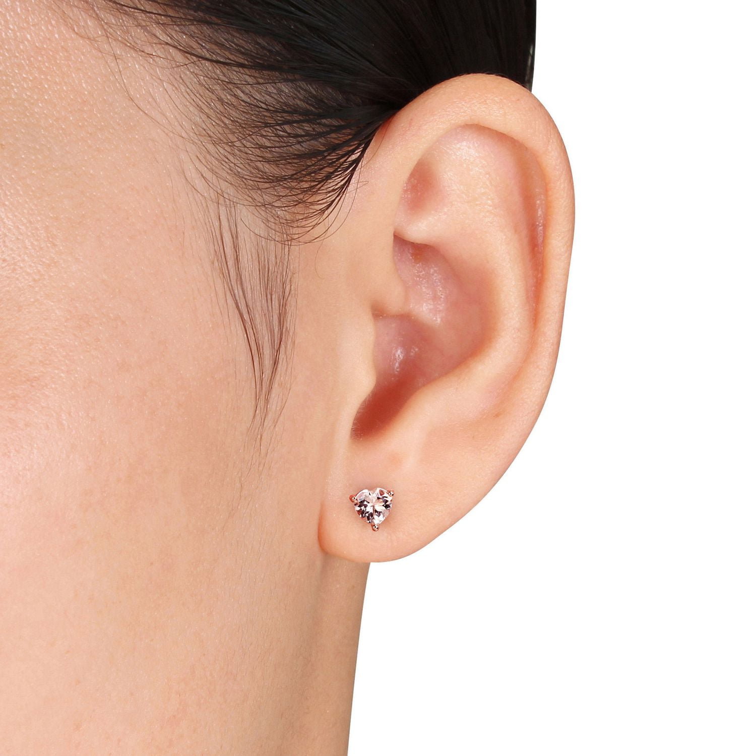Clous d'oreille Tangelo coeur avec morganites 1 CT PBT en or rosé 10K