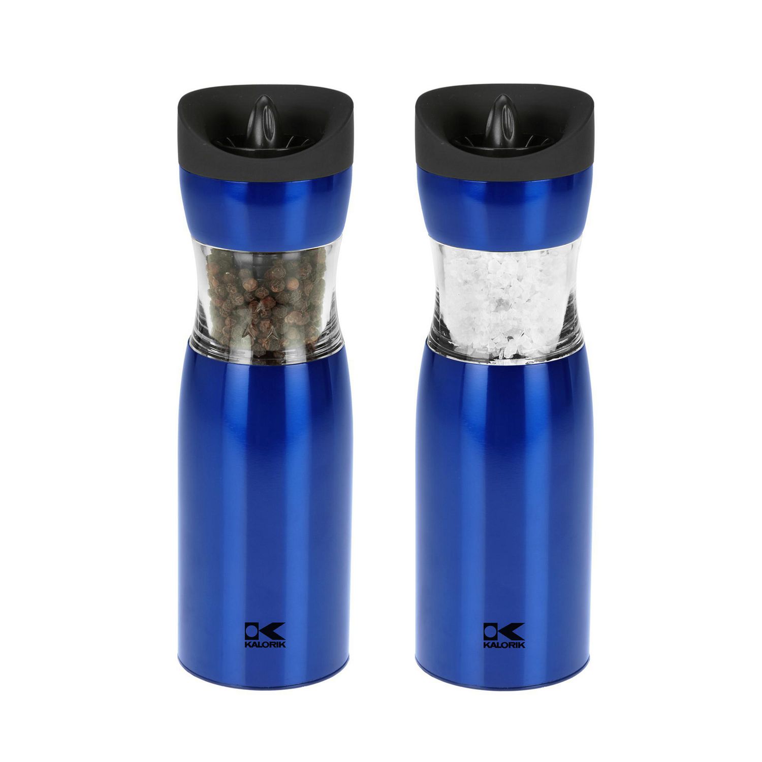 blue salt and pepper grinders