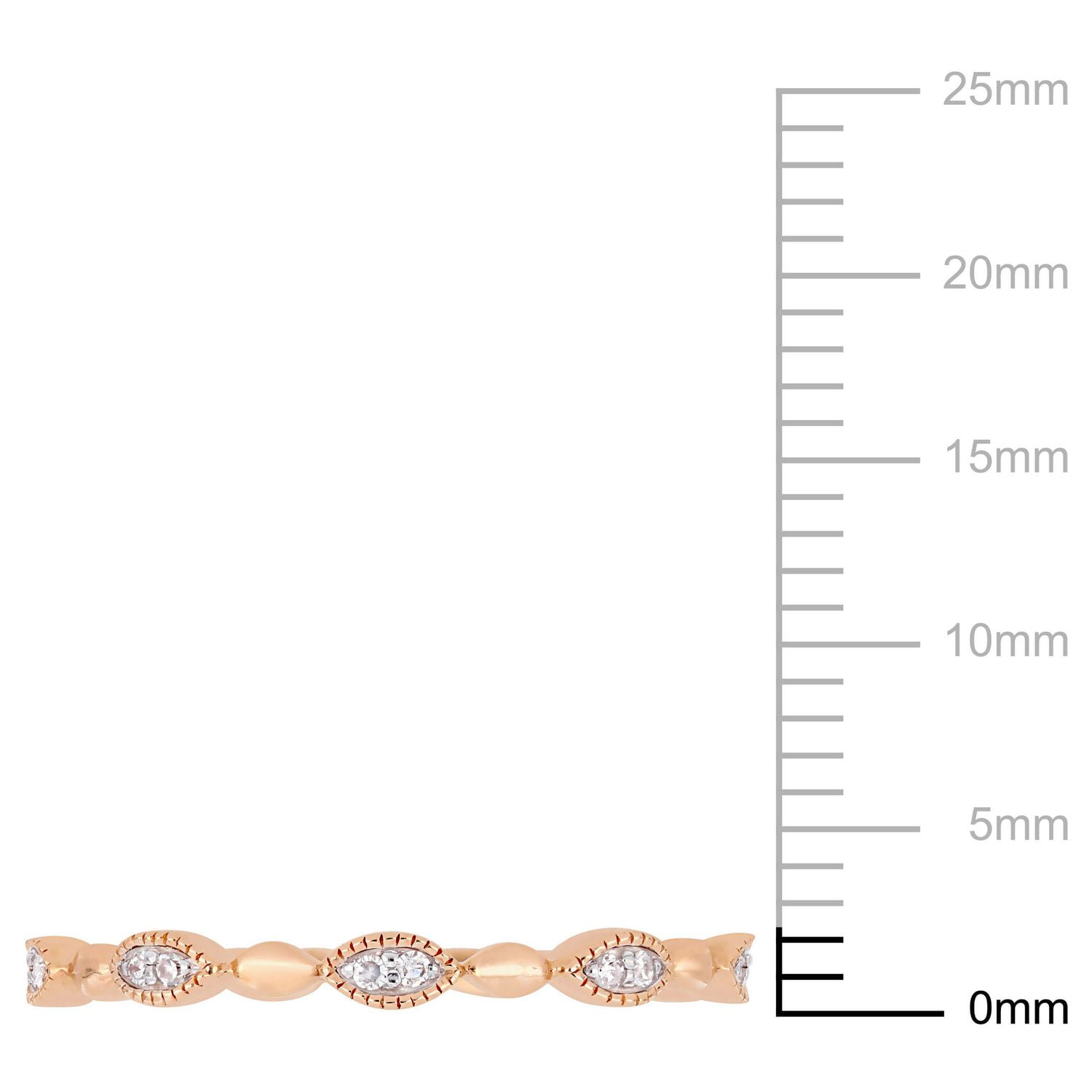 Miabella 1/10 Carat T.W. Diamond 10 K Rose Gold Marquise Eternity Anniversary Ring