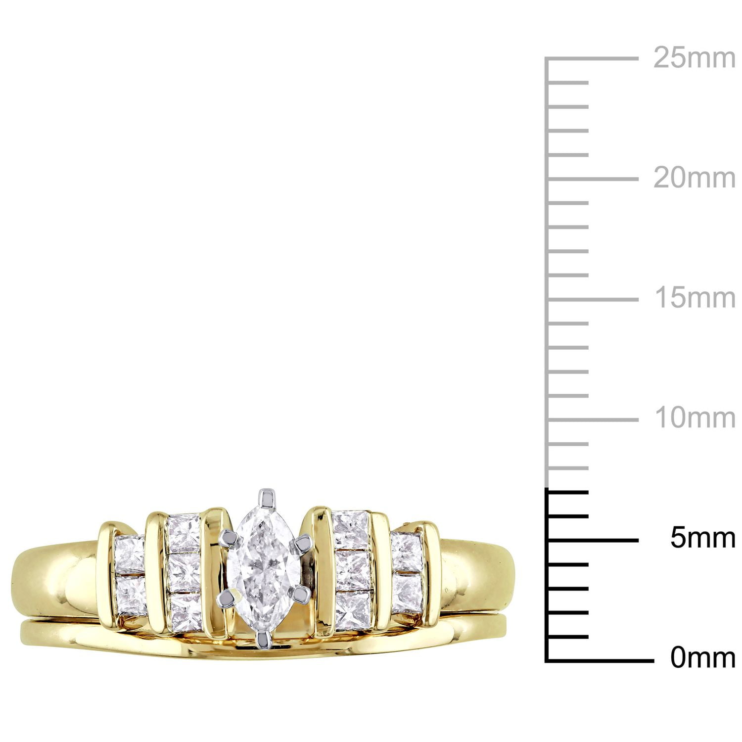 Miabella 1/2 Carat T.W Diamond 14 K Yellow Gold Bridal Ring Set