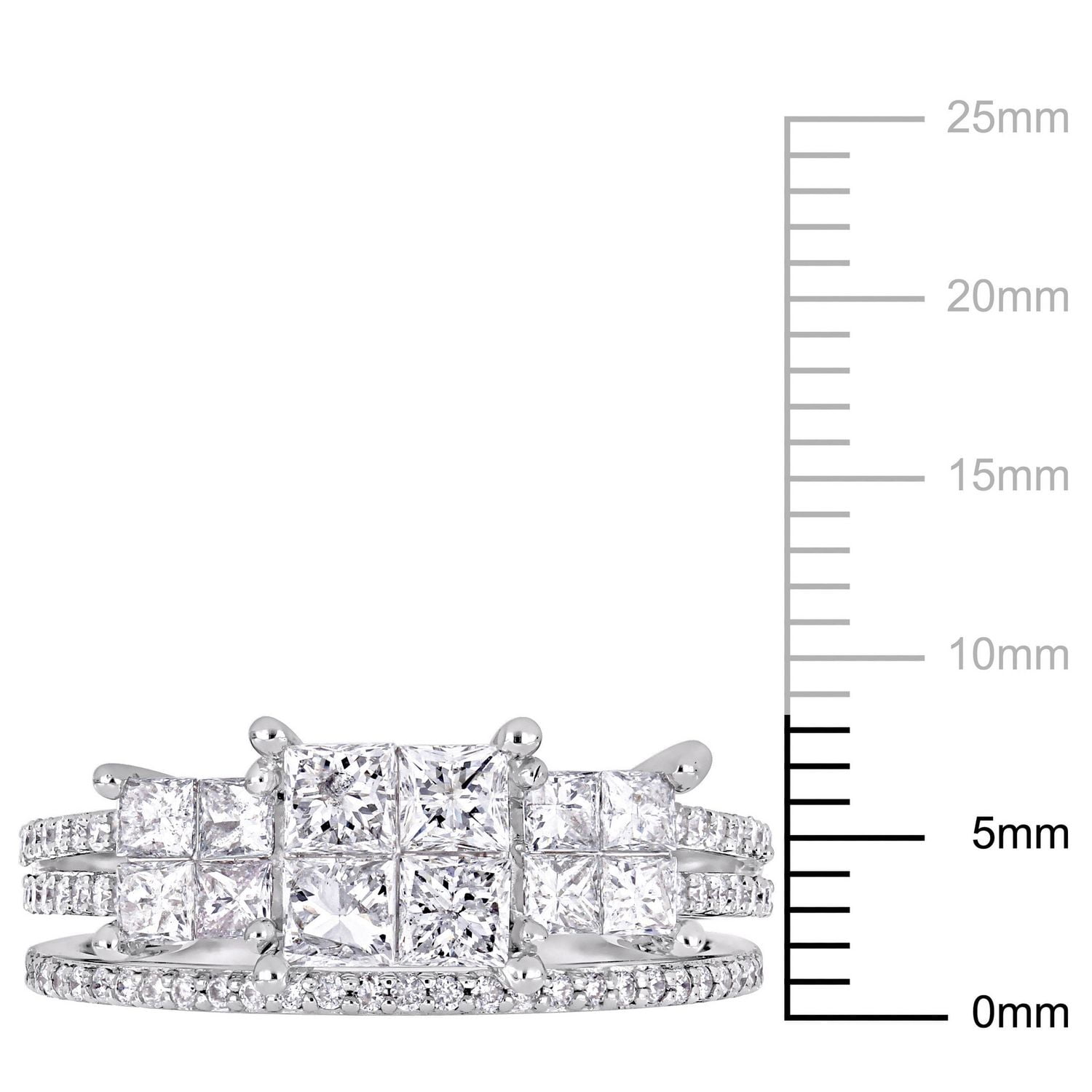 Miabella 1-1/3 Carat T.W. Diamond 14 K White Gold Three-Quad Bridal Set