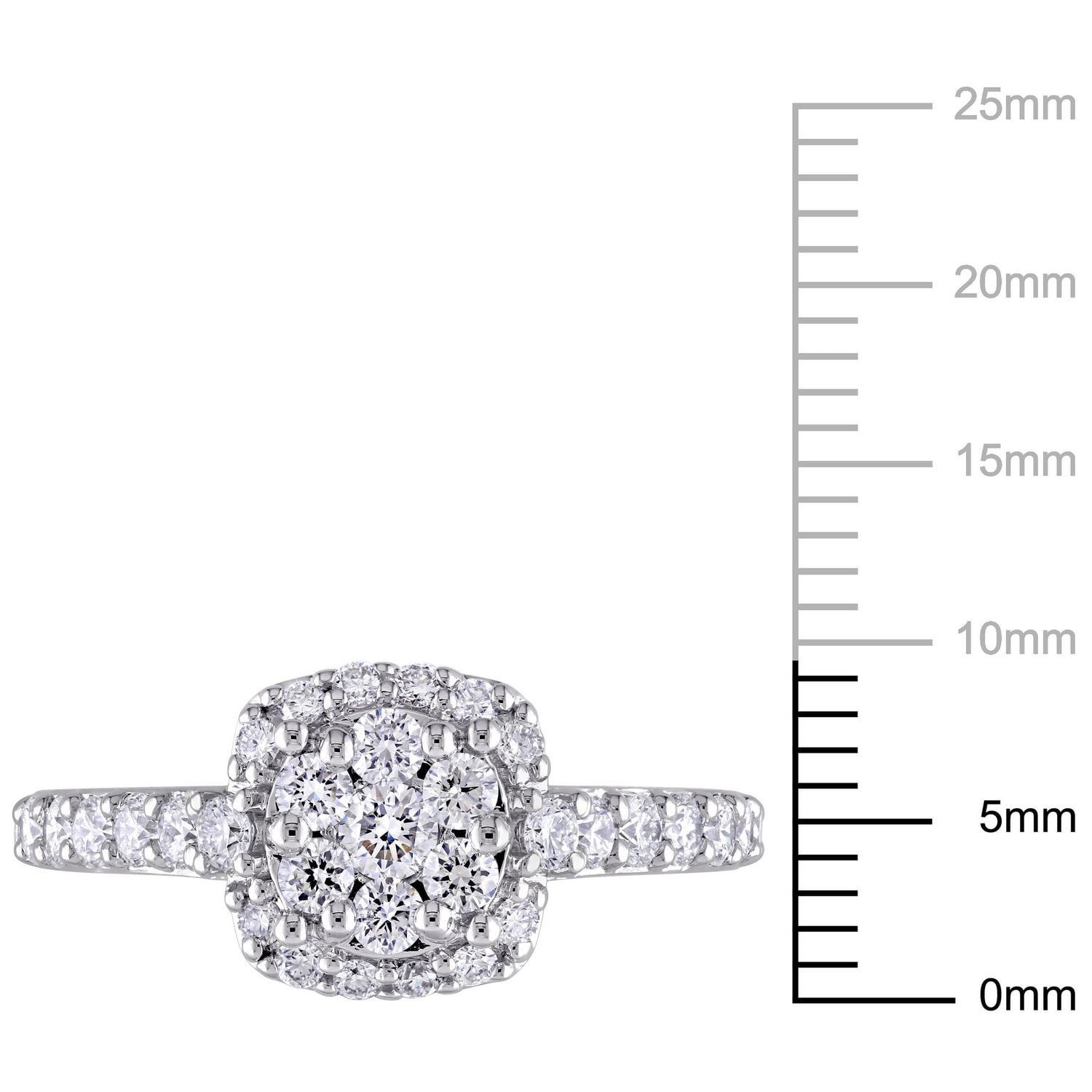 Miabella 1 Carat T.W. Diamond 14 K White Gold Halo Cluster Engagement Ring