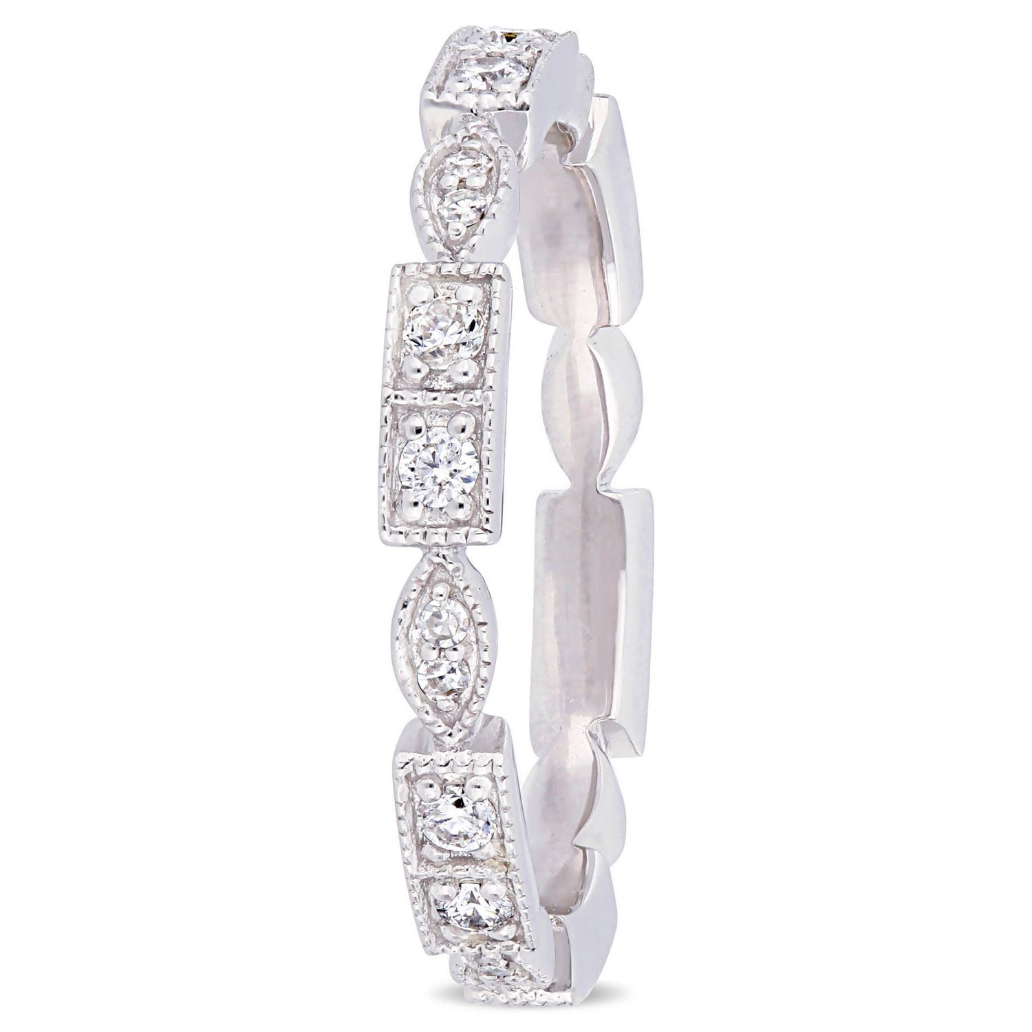 Bague d'anniversaire Miabella avec diamants 1/3 CT poids total en or blanc 10K
