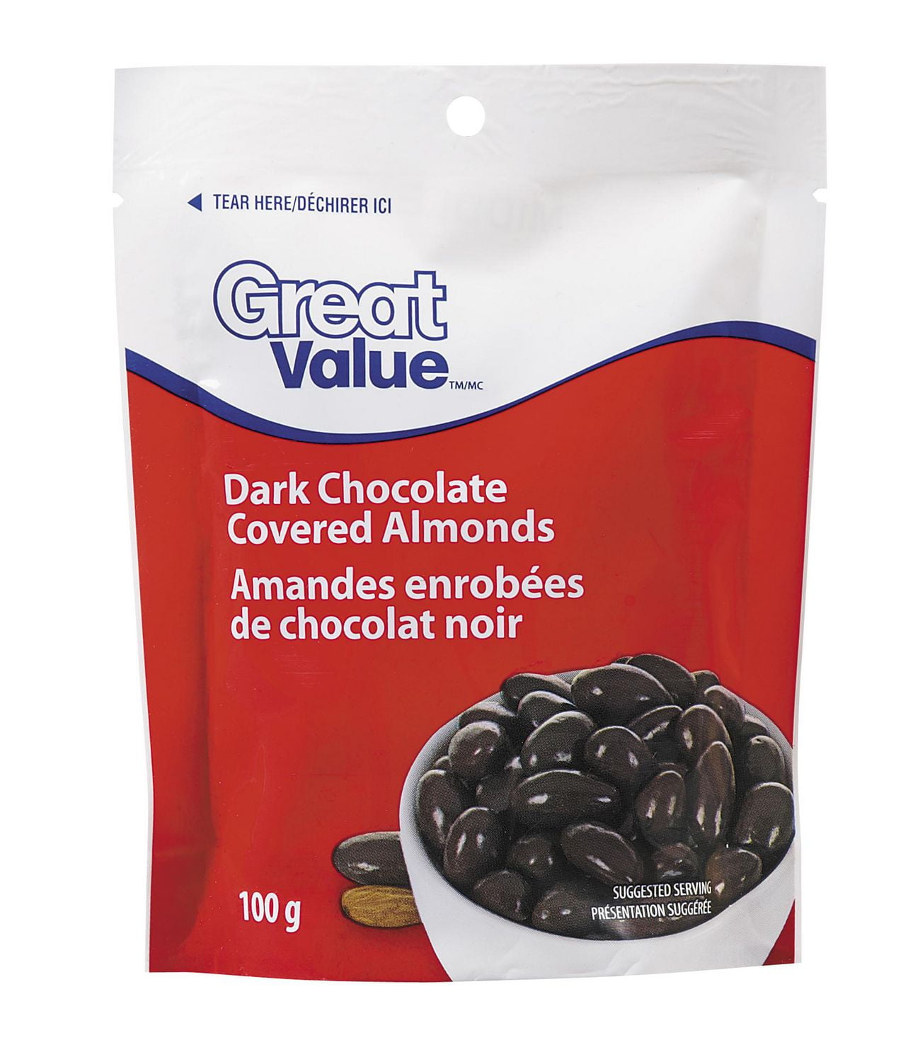 Great Value Dark Chocolate Covered Almonds, 100 g Walmart Canada