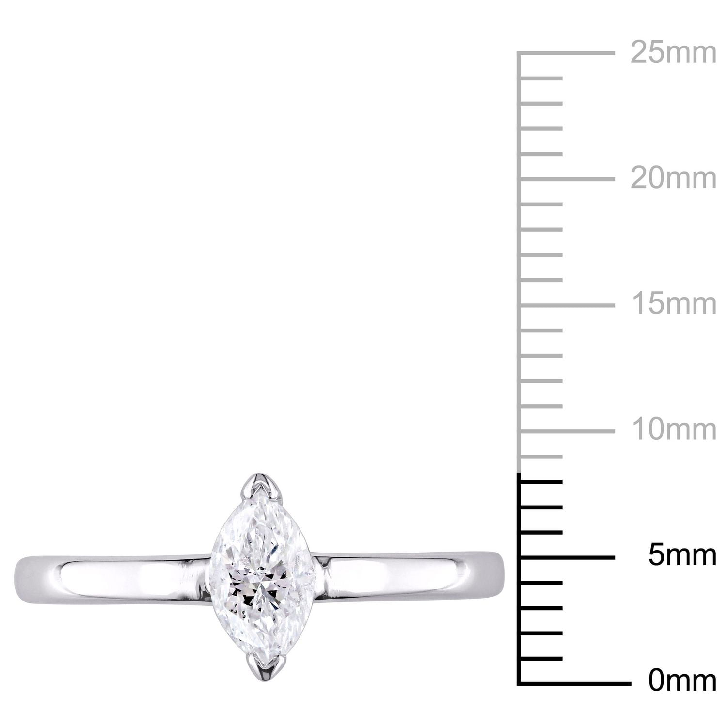 Miabella 1/2 Carat T.W. Marquise-Cut Diamond 14 K White Gold Solitaire Engagement Ring