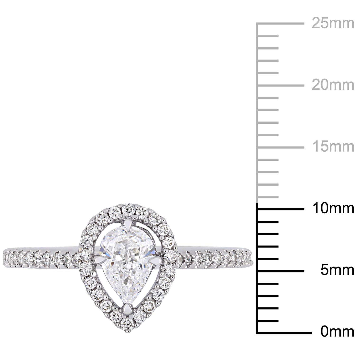 Miabella 3/4 Carat T.W. Pear-Cut Diamond 14 K White Gold Floating Halo Engagement Ring