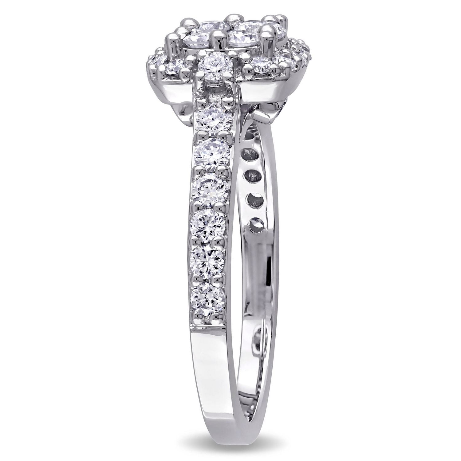Miabella 1 Carat T.W. Diamond 14 K White Gold Halo Cluster Engagement Ring