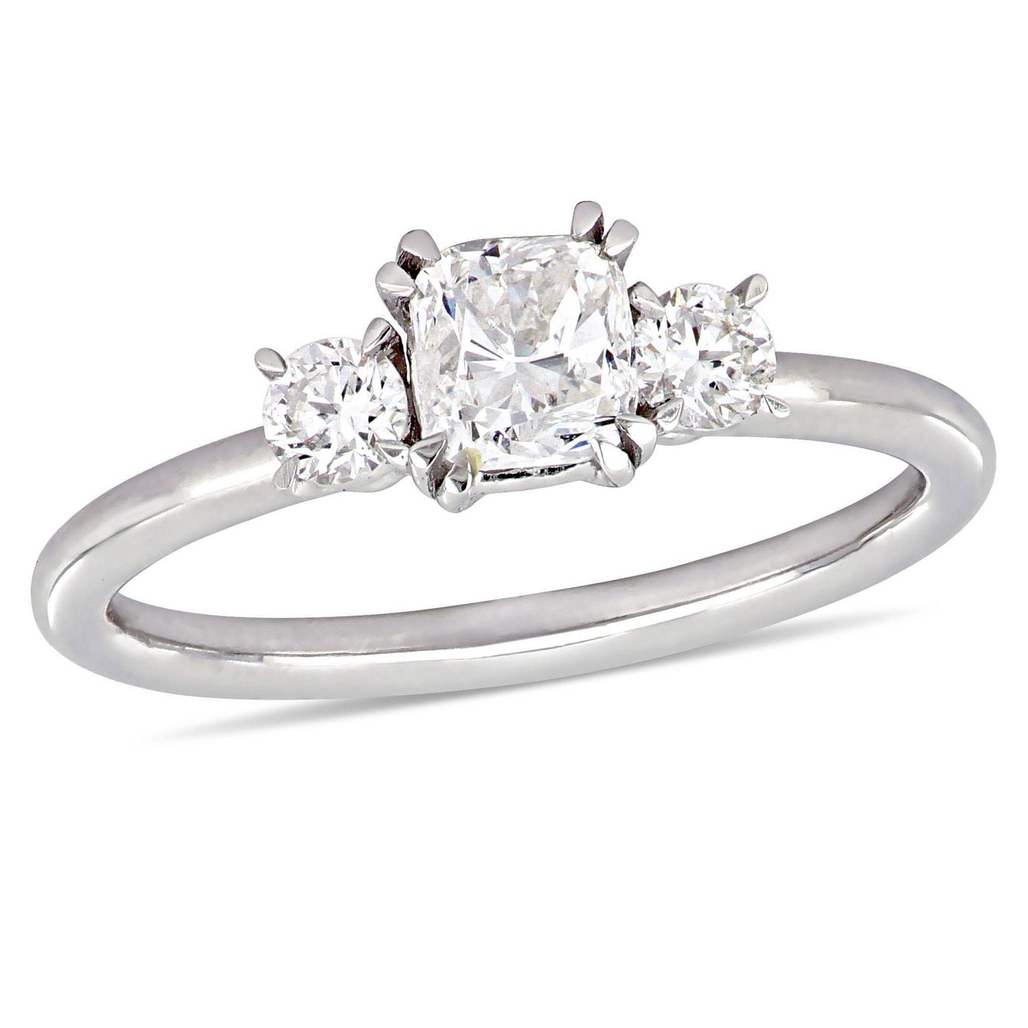 Miabella 1 Carat T.W. Diamond 14 K White Gold ThreeStone Engagement