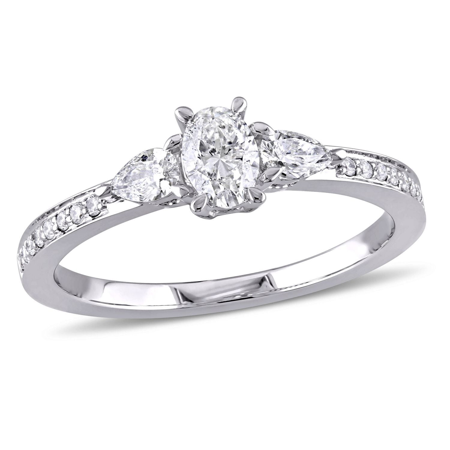 Bague de fiançailles à 3 pierres Miabella avec diamants 5/8 CT poids total en or blanc 14K