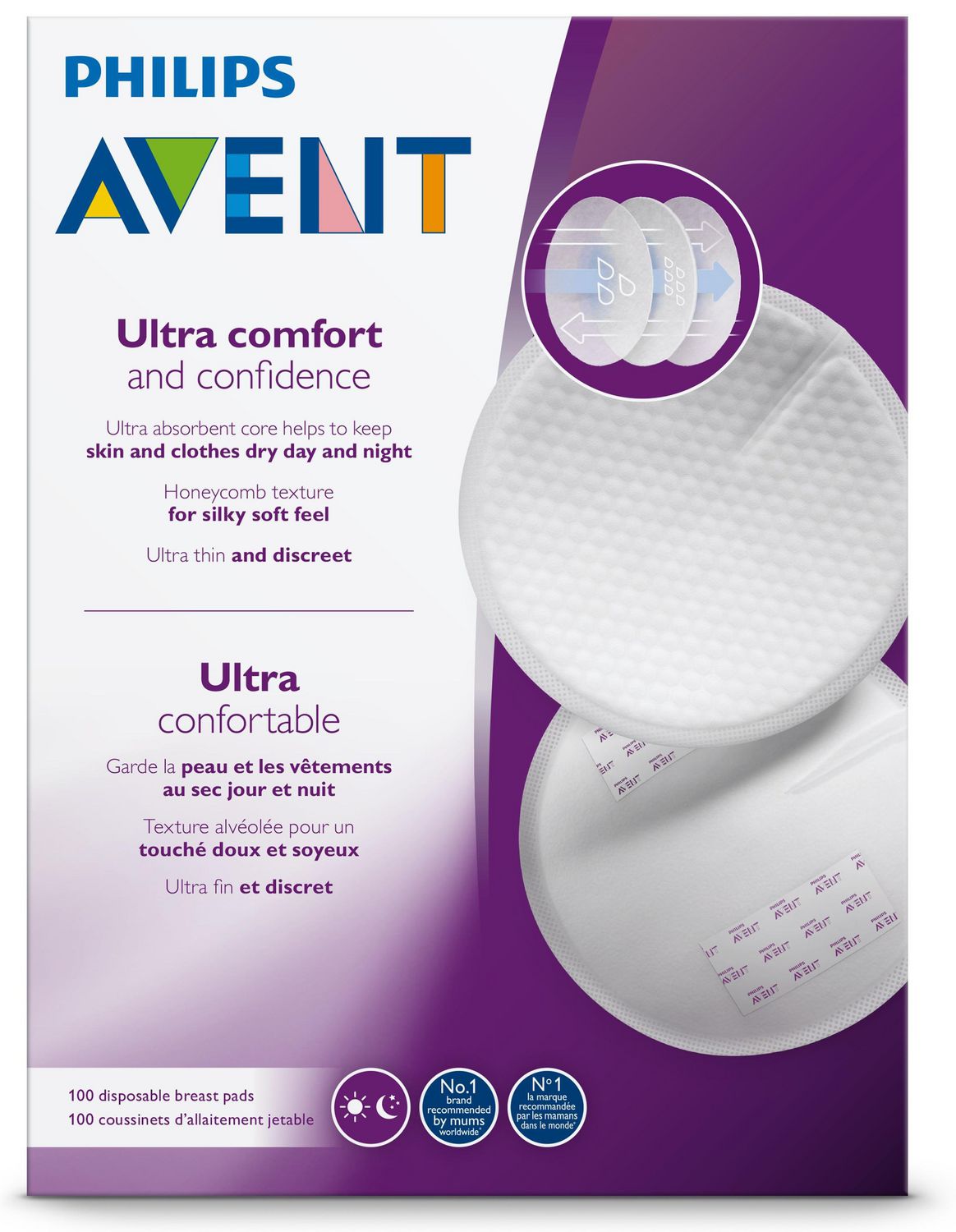 Philips Avent Maximum Comfort Disposable Breast Pads 100ct, SCF254/13, 100  ct disposable breast pads 