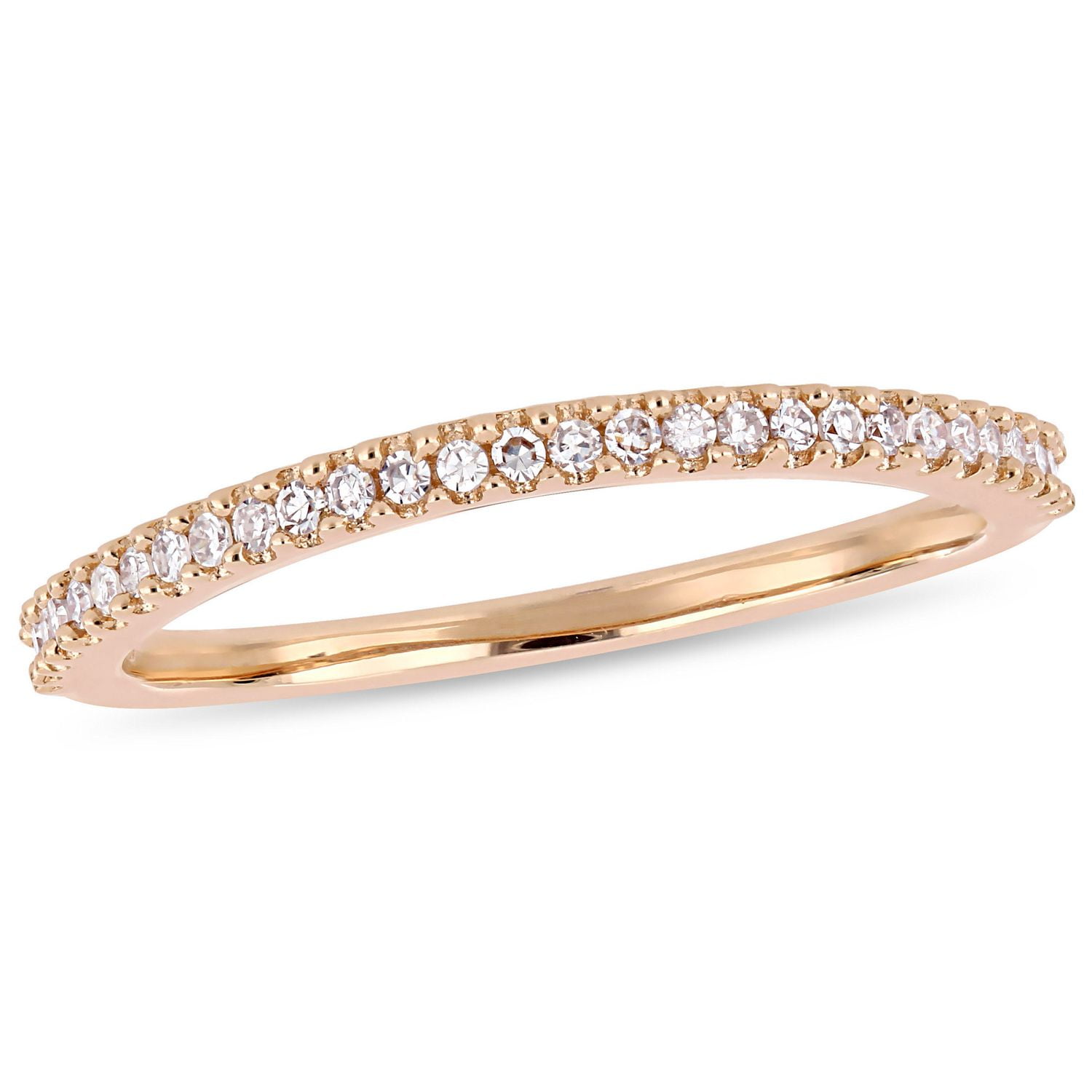 Miabella 1/7 Carat T.W. Diamond 14 K Rose Gold Semi-Eternity Wedding Band
