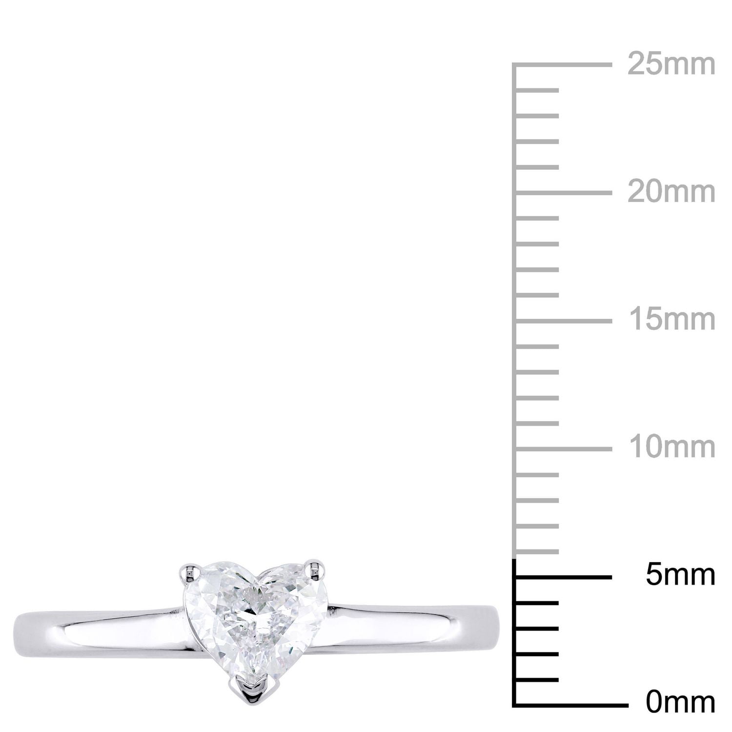 Miabella 1/2 Carat T.W. Heart-Cut Diamond 14 K White Gold Solitaire Engagement Ring