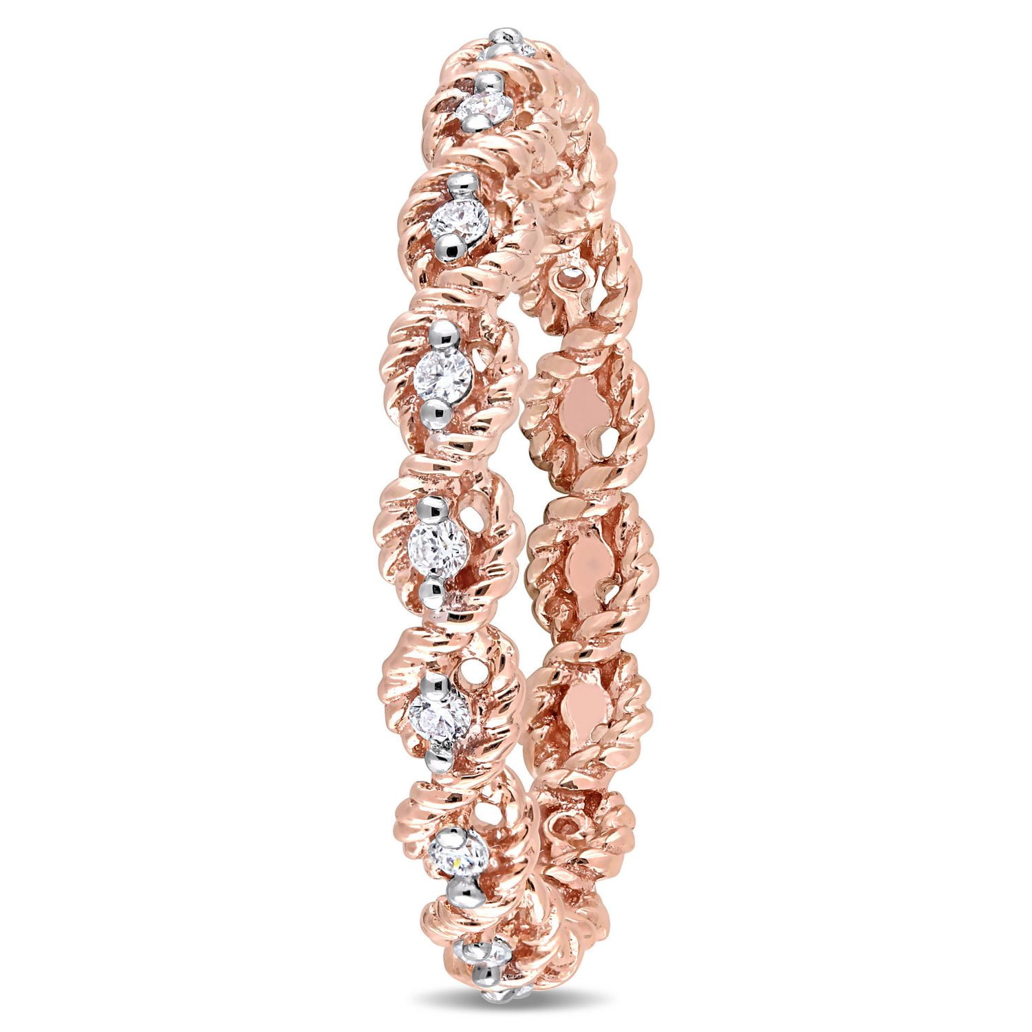 Miabella 1/6 Carat T.W. Diamond 10 K Rose Gold Twist Infinity Eternity Ring