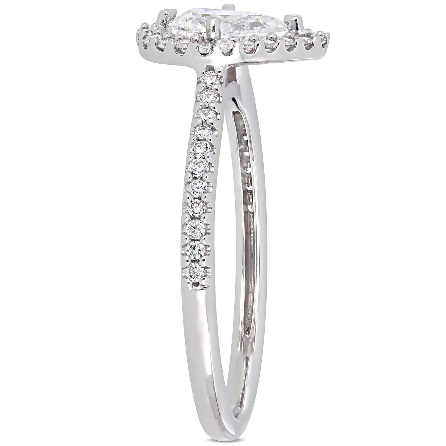 Miabella 3/4 Carat T.W. Pear-Cut Diamond 14 K White Gold Floating Halo Engagement Ring