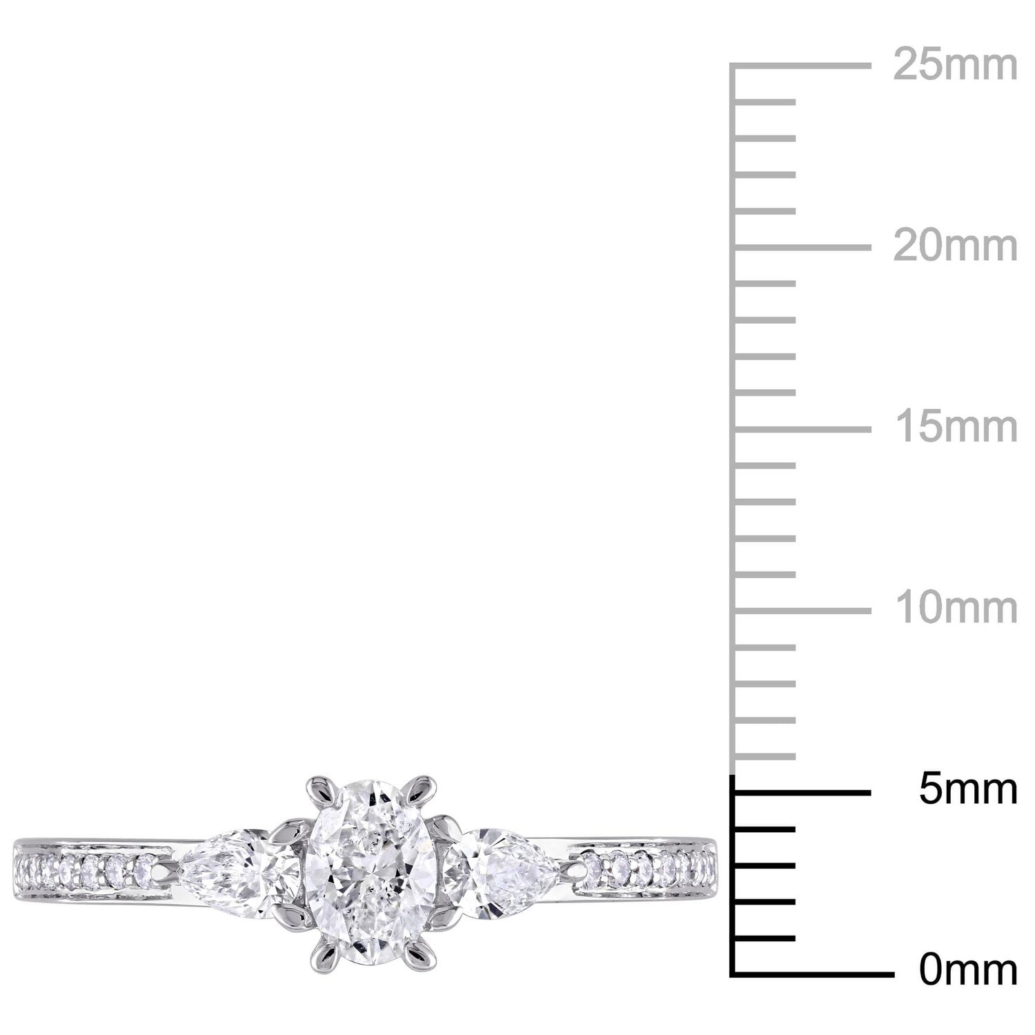 Bague de fiançailles à 3 pierres Miabella avec diamants 5/8 CT poids total en or blanc 14K