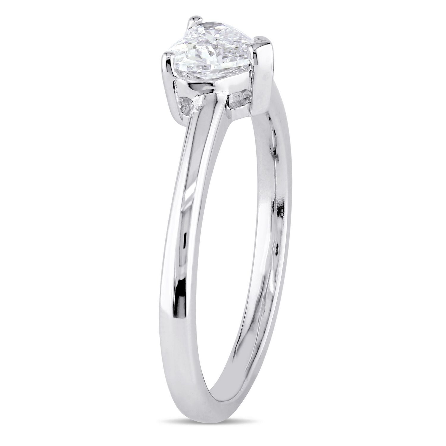Miabella 1/2 Carat T.W. Heart-Cut Diamond 14 K White Gold Solitaire Engagement Ring
