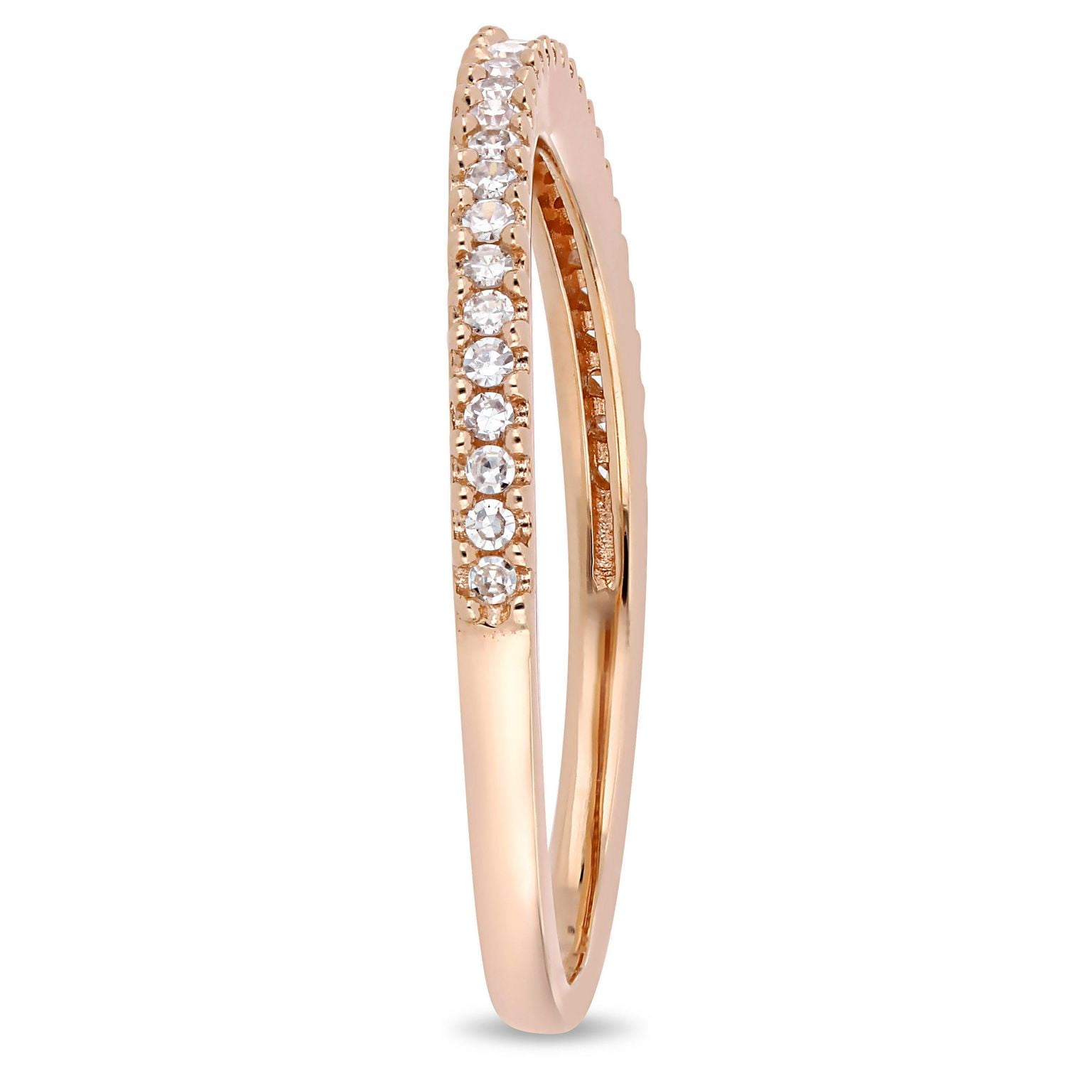 Miabella 1/7 Carat T.W. Diamond 14 K Rose Gold Semi-Eternity Wedding Band
