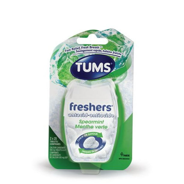 Comprimés anti-acides Tums Freshers menthe verte, flacons de 25 x 2