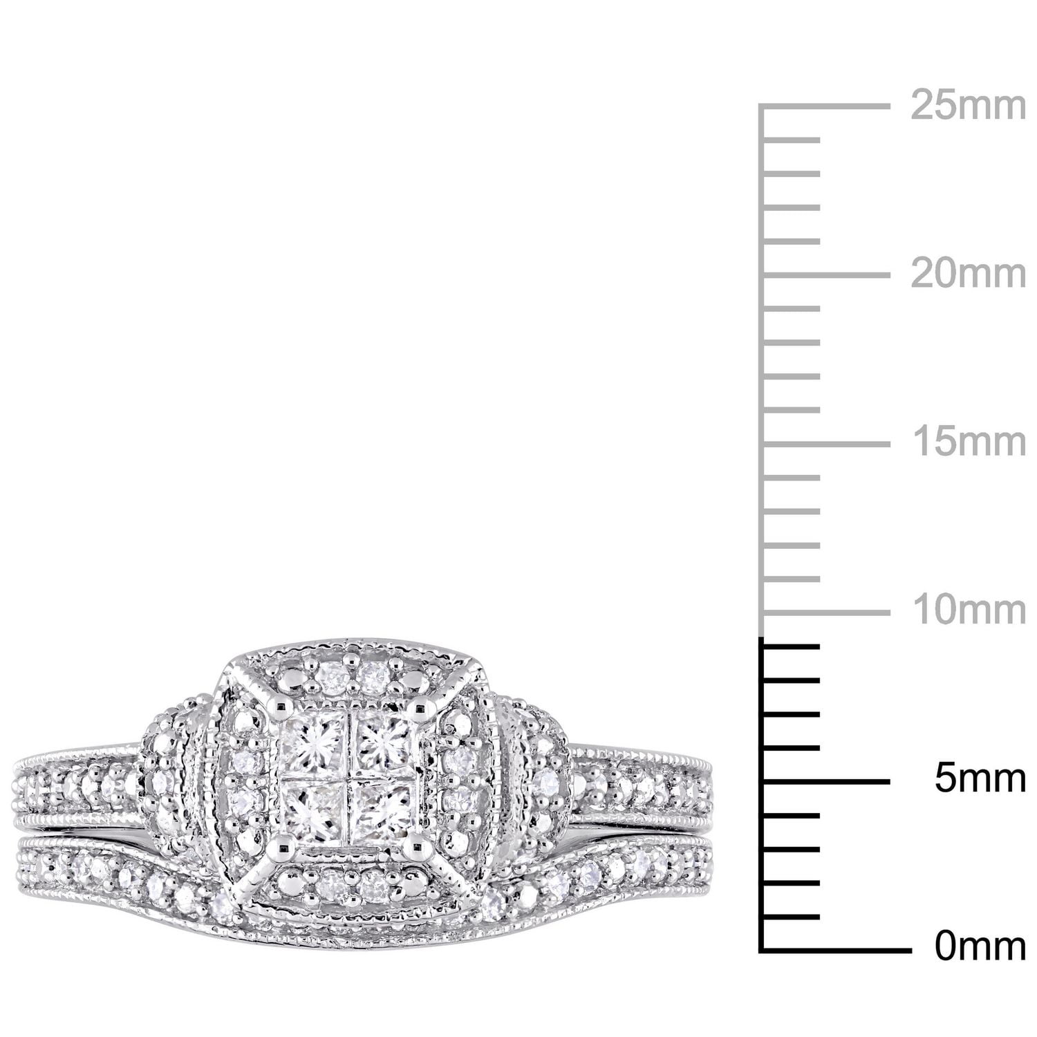 Miabella 1/3 Carat T.W. Diamond 10 K White Gold Quad Bridal Set