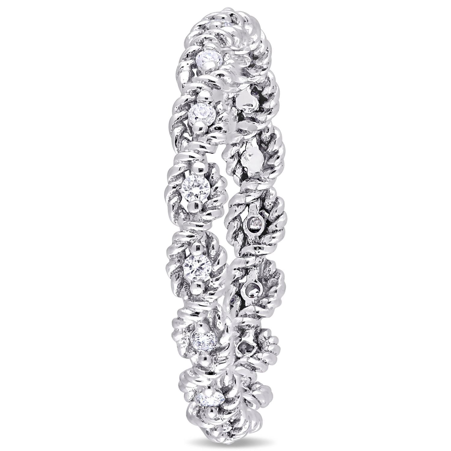 Miabella 1/6 Carat T.W. Diamond 10 K White Gold Twist Infinity Eternity Ring