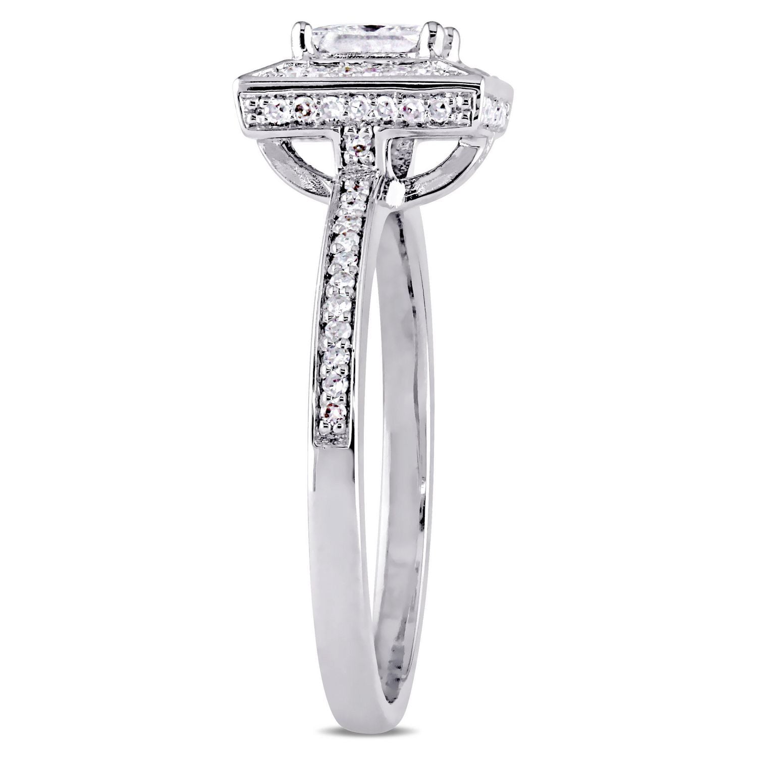 Miabella 3/4 Carat T.W. Diamond 14 K White Gold Floating Halo Engagement Ring