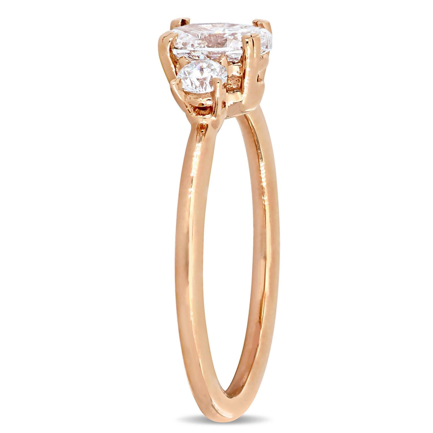 Miabella 1 Carat T.W. Oval-Cut Diamond 14 K Rose Gold Three-Stone Engagement Ring
