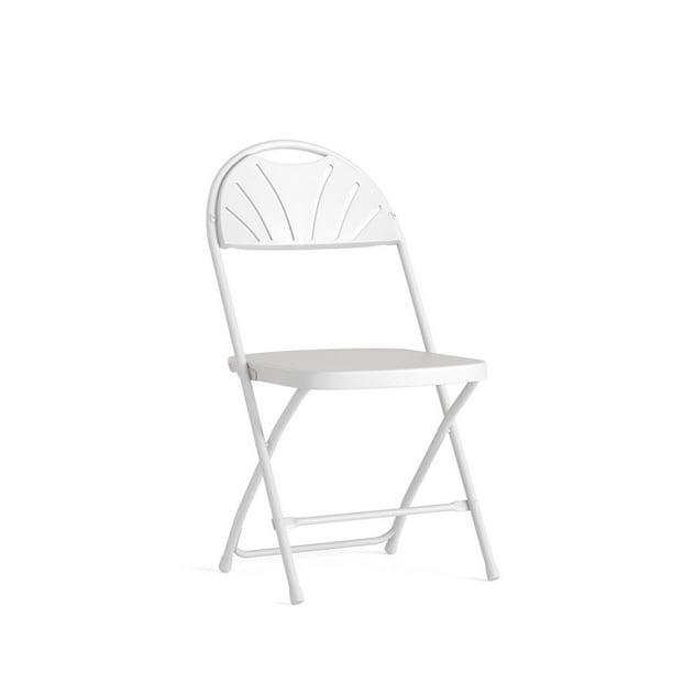 Chaise pliante de la collection Hercules de Flash Furniture en plastique blanc avec dossier à palmette ajourée