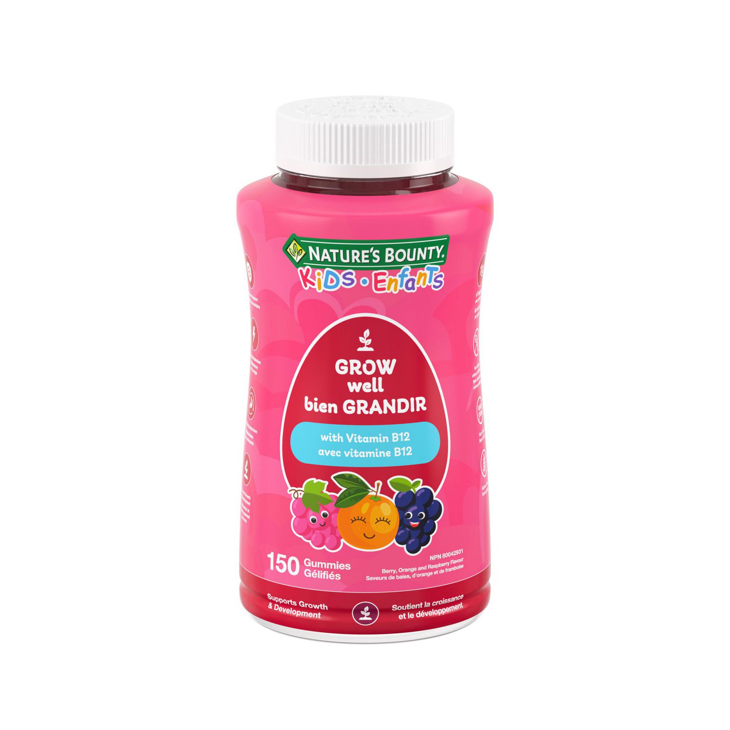 NATURE'S BOUNTY KIDS Grow Well With Vitamin B12, Prevents Vitamin B12 Deficiency