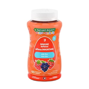 NATURE'S BOUNTY KIDS Immune Defense With Zinc, Only Sugar, Supports Immune Health, Aids Energy & Nutrient Metabolism, Helps Tissue Formation, No Artificial Colours Or Flavours