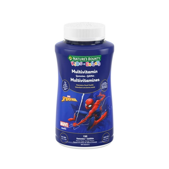 NATURE'S BOUNTY KIDS Multivitamin, Marvel Spider-Man, Only 1g Sugar Per Gummy, Supports Immune System, Eye Health, Bones, And Teeth, Source of Antioxidants, Gluten-free, Fruit Flavoured Gummies 150.0 count, 150 pc