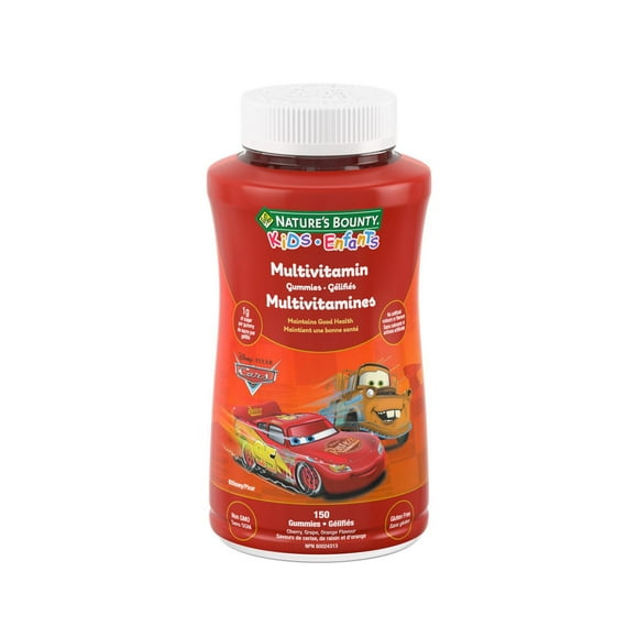 NATURE'S BOUNTY KIDS Multivitamin, Disney Pixar Cars, Only 1g Sugar Per Gummy, Supports Immune System, Eye Health, Bones, And Teeth, Source of Antioxidants, Gluten-free, Fruit Flavoured Gummies 150.0 count, 150 pc