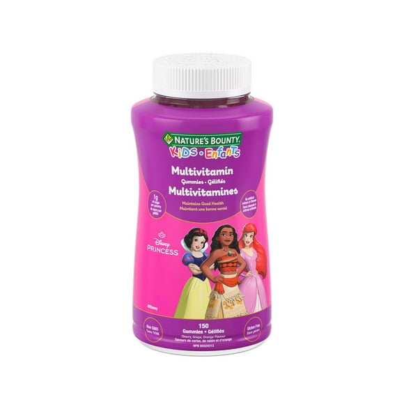 NATURE'S BOUNTY KIDS Multivitamin, Disney Princess, Only 1g Sugar Per Gummy, Supports Immune System, Eye Health, Bones, And Teeth, Source of Antioxidants, Gluten-free, Fruit Flavoured Gummies 150.0 count, 150 pc