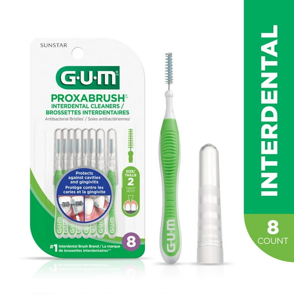 GUM® PROXABRUSH® Interdental Cleaners, Tight, Remove up to 25% more plaque, 8 Count