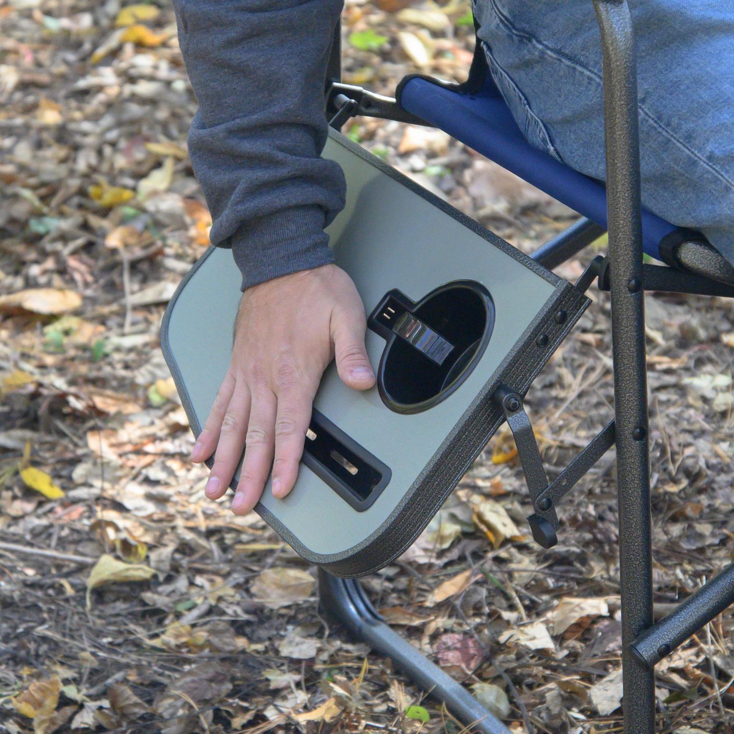 Ozark Trail Fishing Steel Director's Chair with Rod Holder, Green