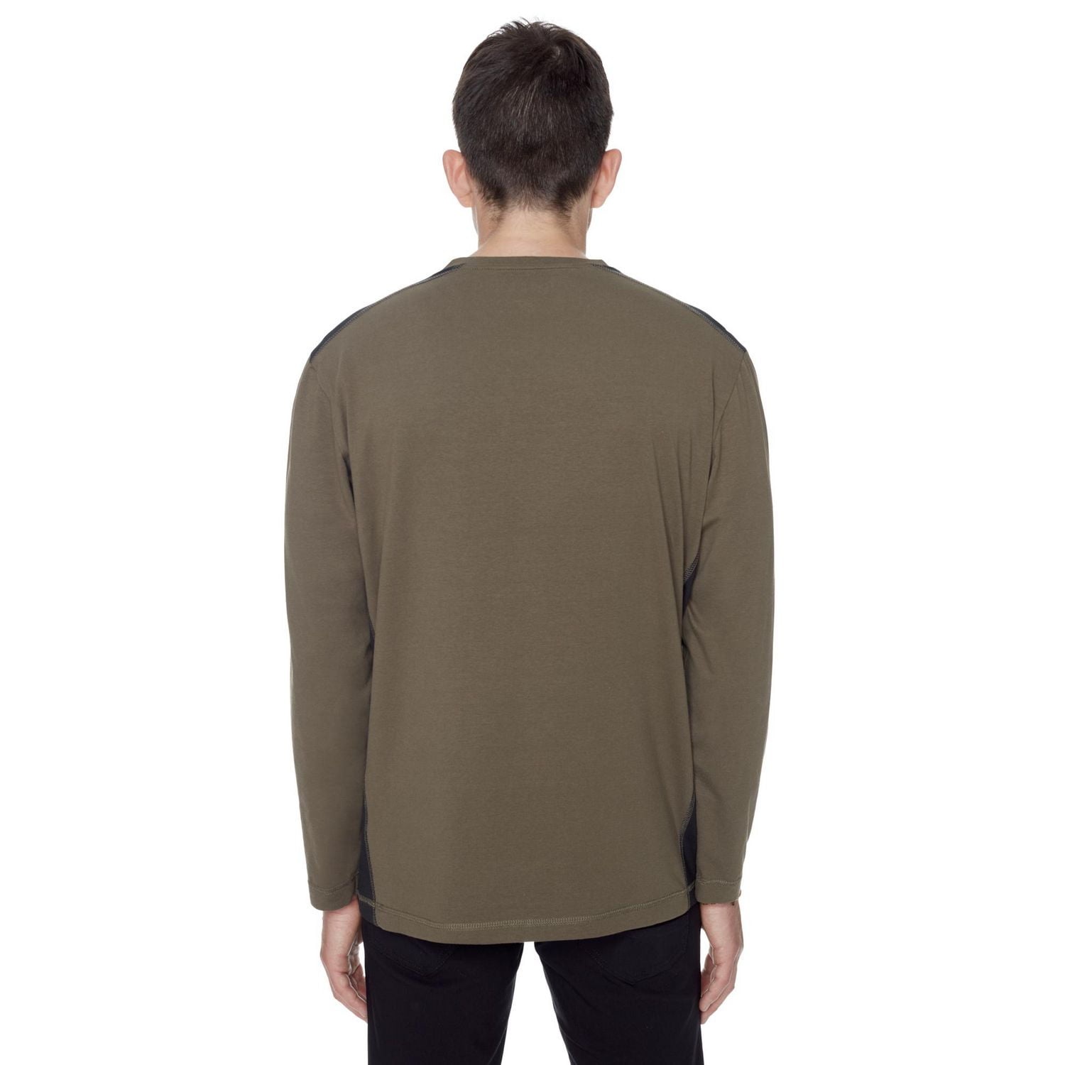 Dark Black Men's Long-Sleeve Graphic Henley T-Shirt