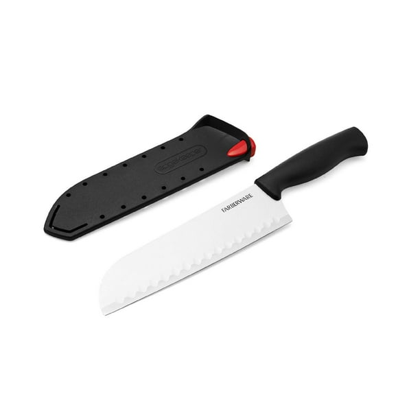 Couteau japonais Farberware de 7 po avec manchon d’autoaffûtage couteau santoku
