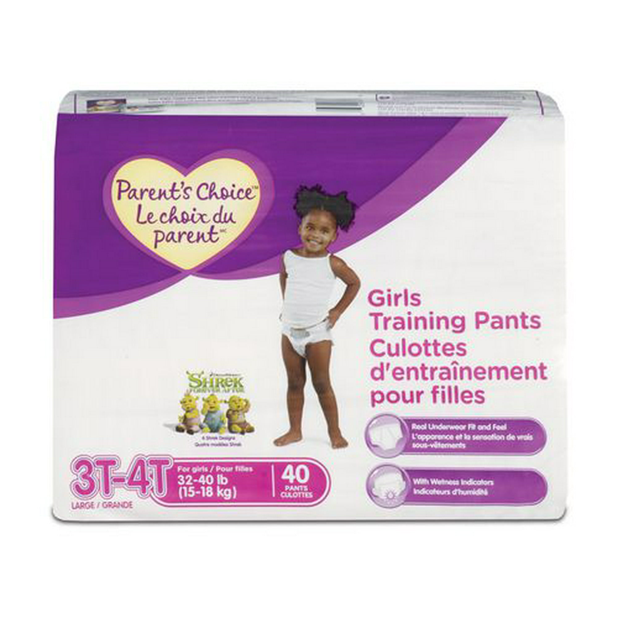 Basics For Kids Training Pants, Girls, Size 3T-4T (32 lb-40 lb), Wipes,  Refills & Accessories
