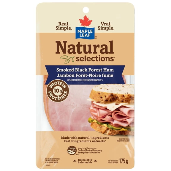 Maple Leaf Natural Selections Sliced Black Forest Deli Ham Smoked, 175 g