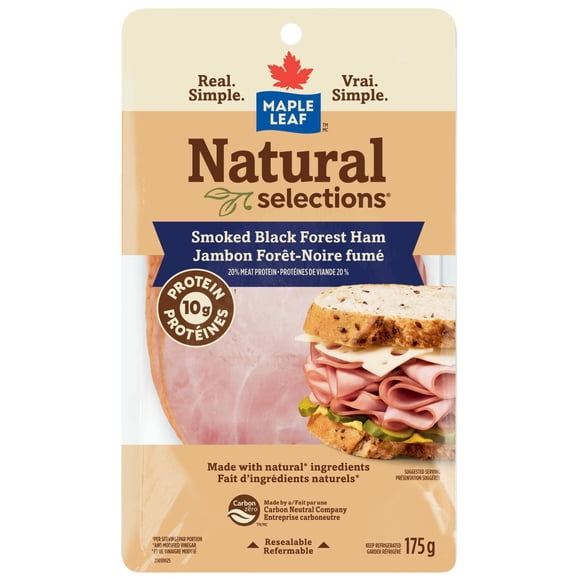 Jambon fumé Forêt-Noire tranché Natural Selections Maple Leaf 175 g