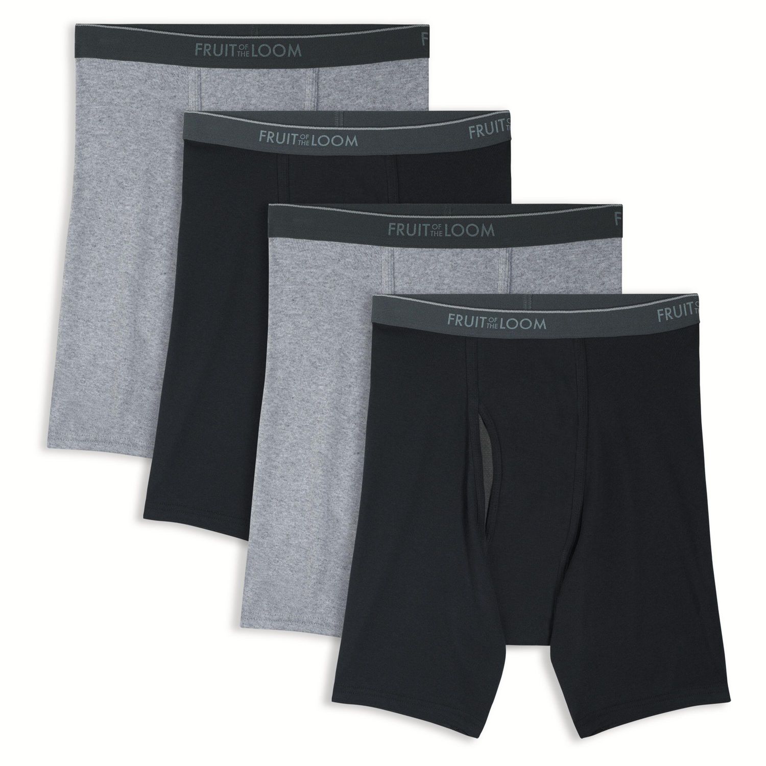 Fruit of the Loom Men's CoolZone Black & Grey Boxer Briefs, 4-Pack