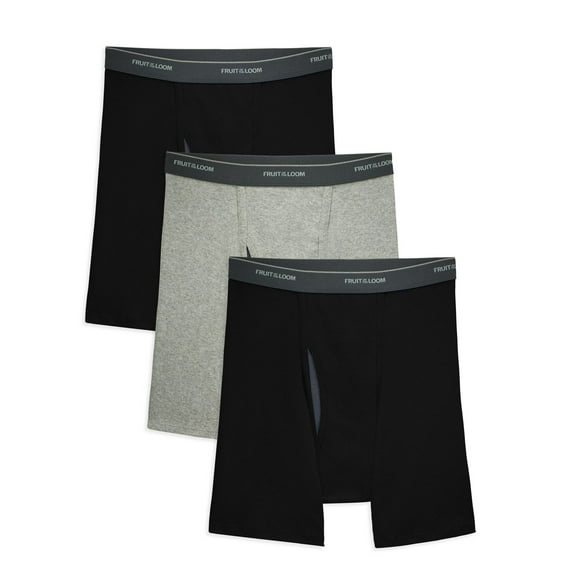 Fruit of the Loom Men's CoolZone Fly Black and Gray Boxer Briefs, 2XL, 3-pack, Size 2XL