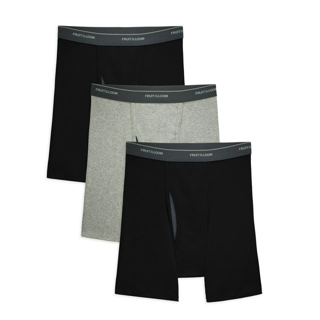 Fruit of the Loom Men's CoolZone Fly Black and Gray Boxer Briefs, 2XL, 3-pack