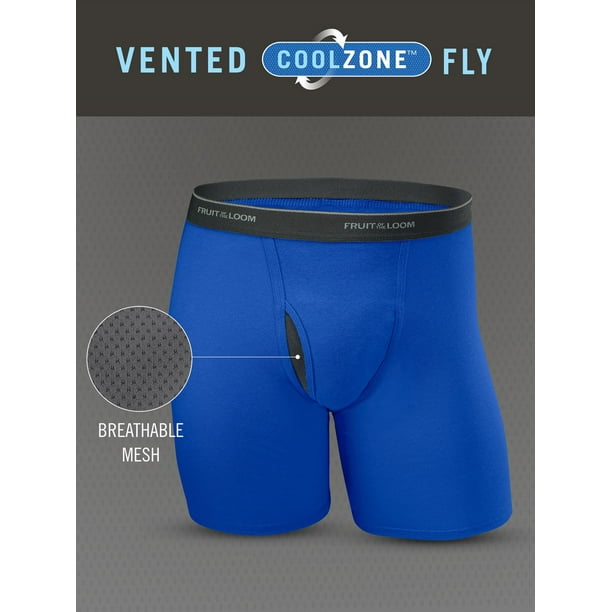 Fruit of the Loom Men's CoolZone Fly Black and Gray Boxer Briefs