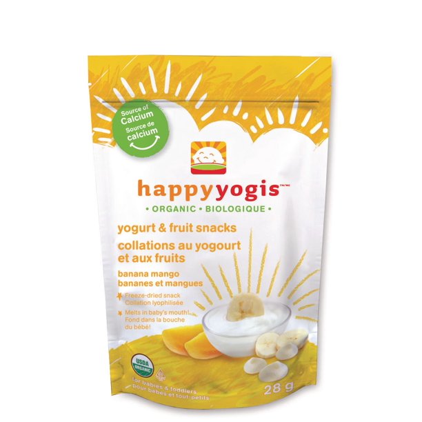 Happy Yogis Collations au yogourt et aux fruits biologique bananes et mangues, 28 g