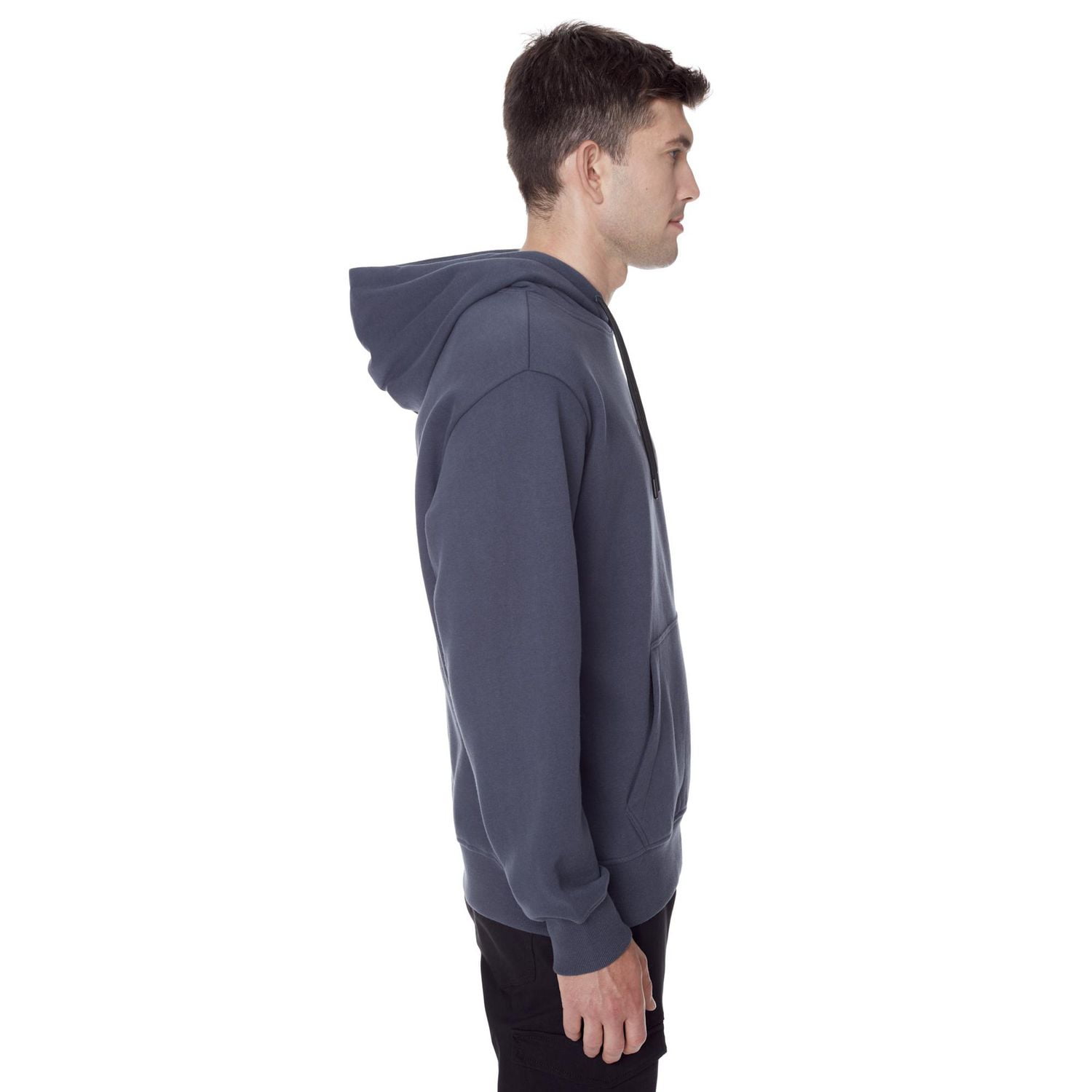 Dark Black Men's Long-Sleeve Hooded Sweatshirt