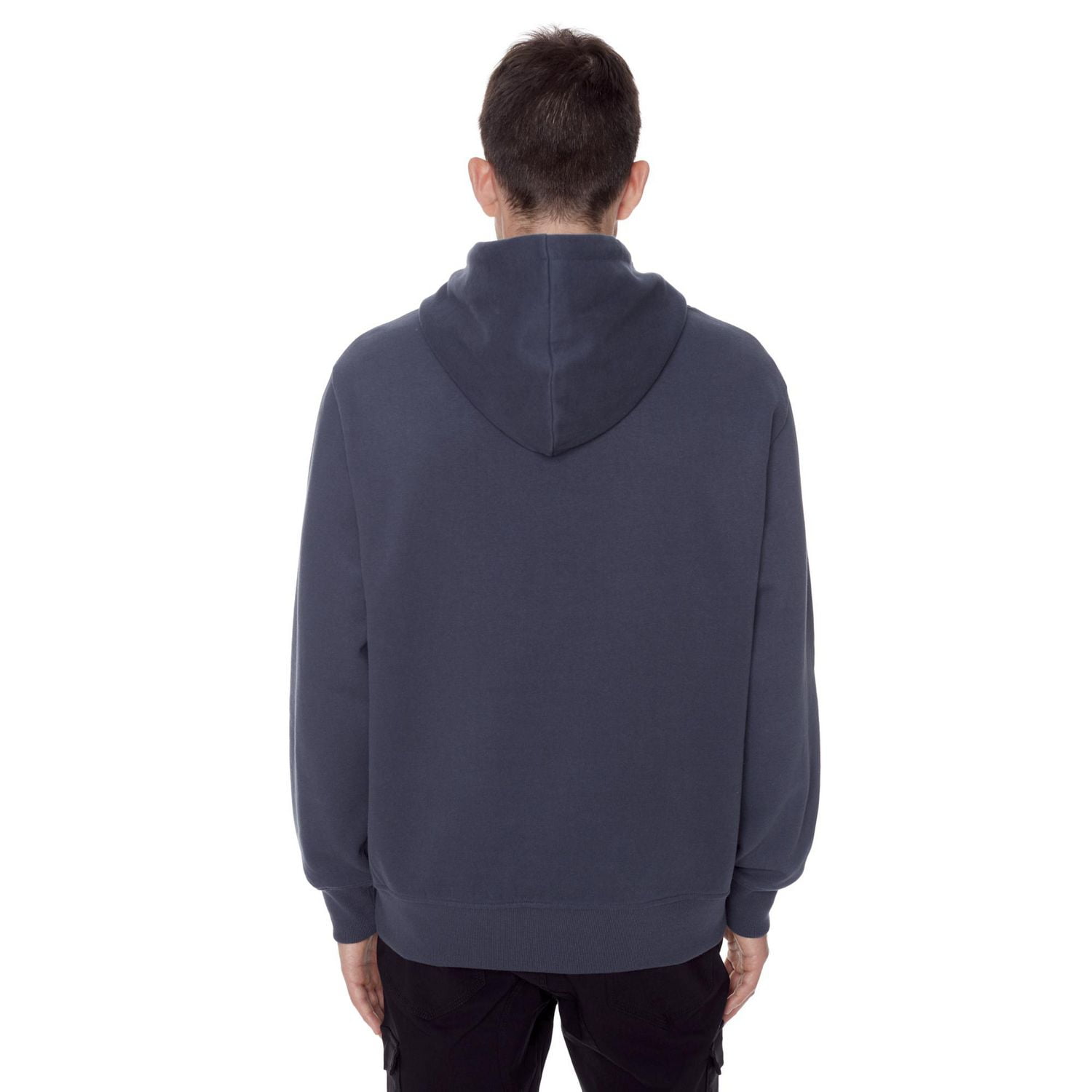 Dark Black Men's Long-Sleeve Hooded Sweatshirt