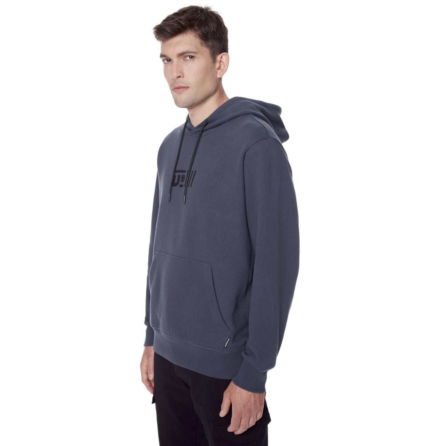 Dark Black Men's Long-Sleeve Hooded Sweatshirt