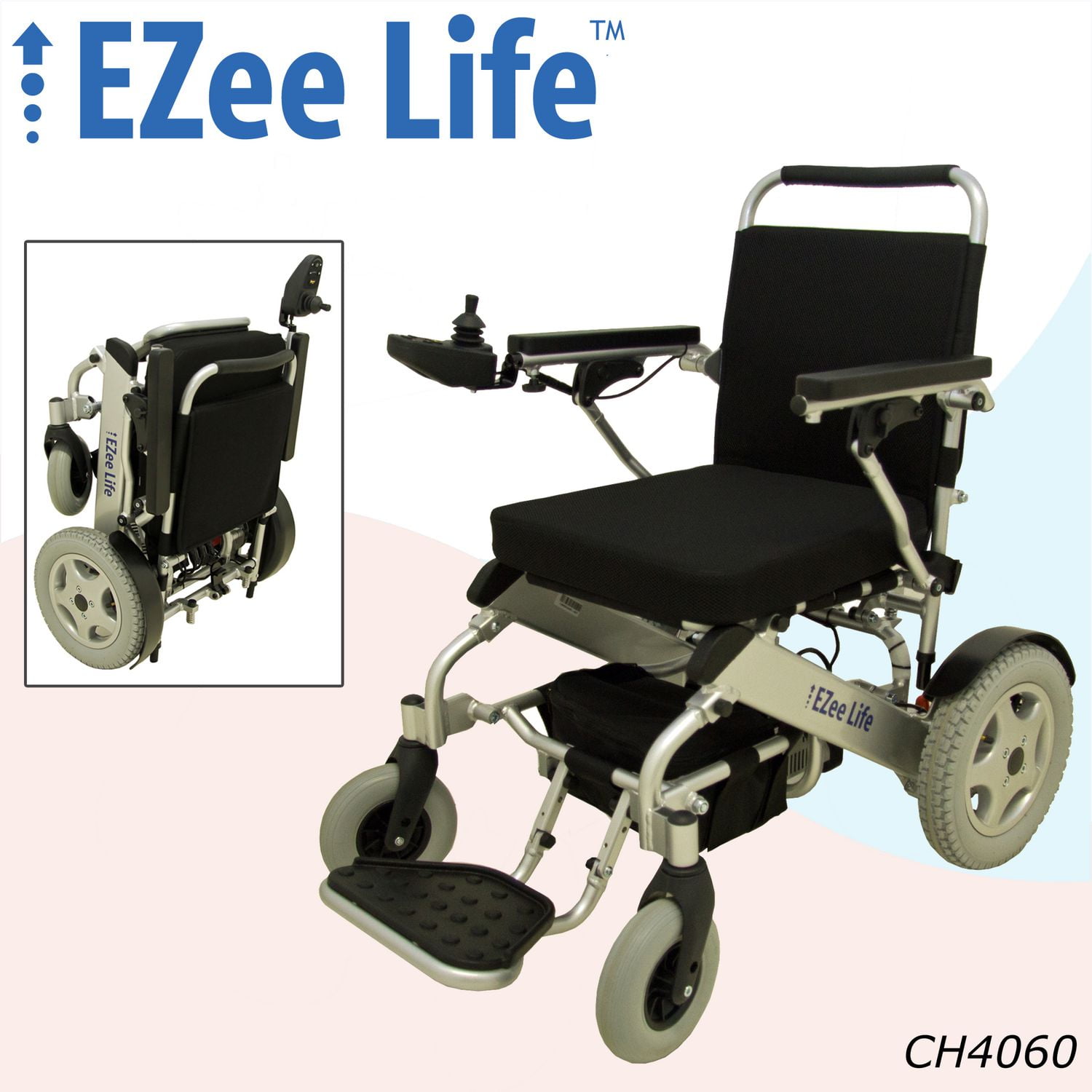 Ezee Life 1G Folding Electric Wheelchair w/ 12" Rear Wheels Walmart